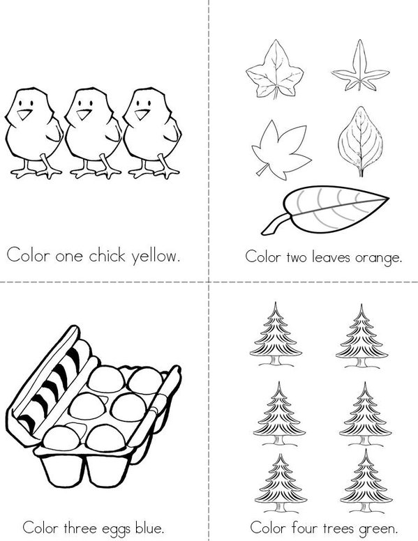 Color the pictures Mini Book - Sheet 1