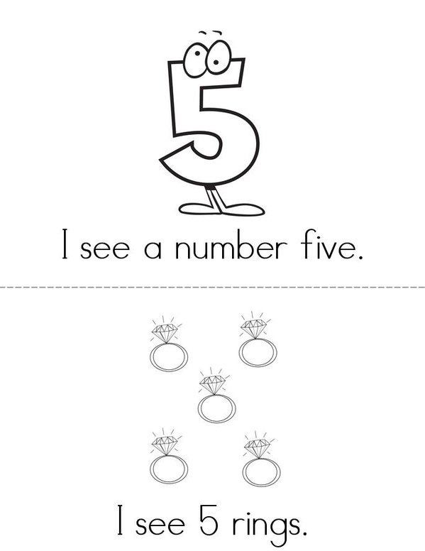 I see the number 5! Mini Book - Sheet 1