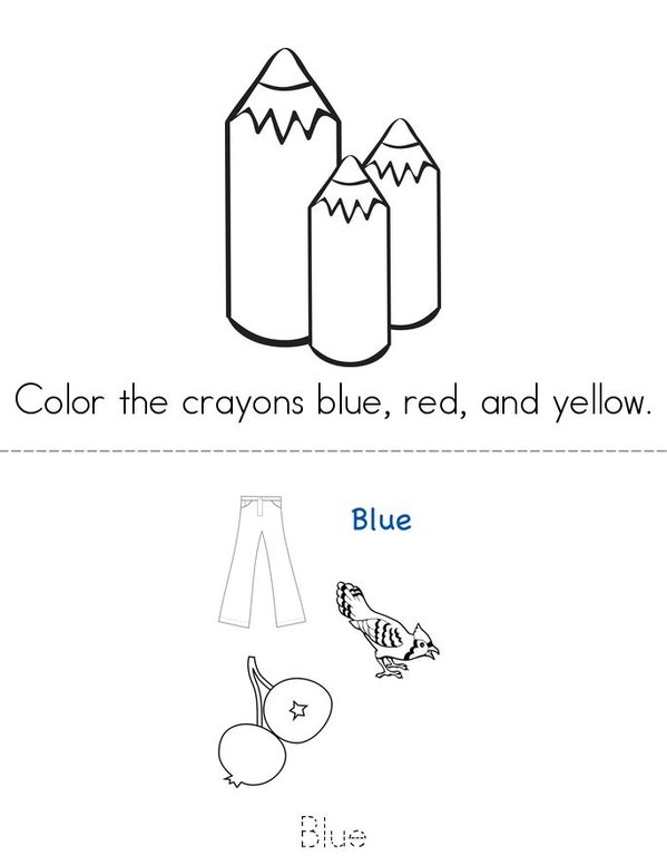 Blue, Red, and Yellow Mini Book - Sheet 1
