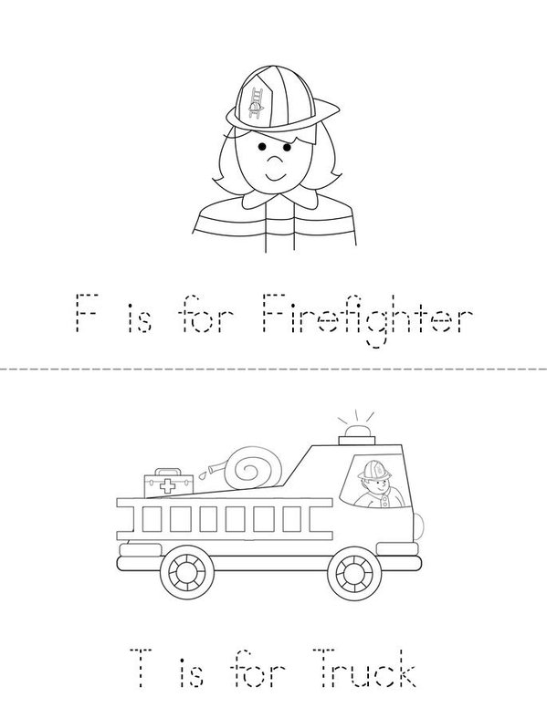 F is for Firefighter Mini Book - Sheet 1