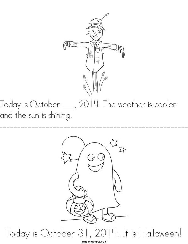 Today is October 31st Mini Book - Sheet 2