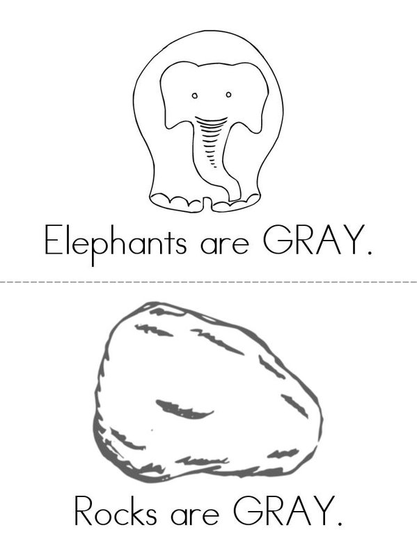 Elephants are GRAY Mini Book - Sheet 1
