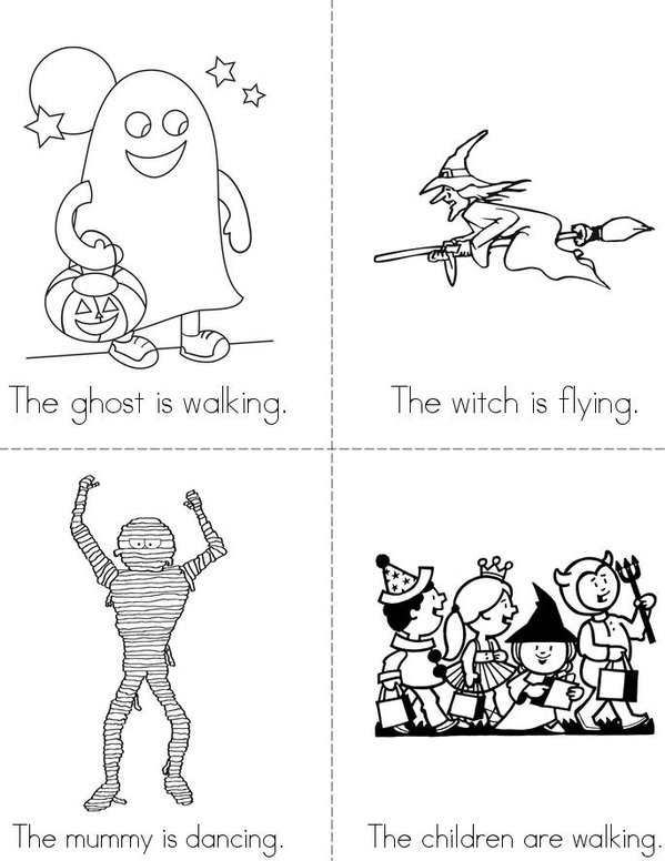 Halloween Verbs Mini Book - Sheet 1