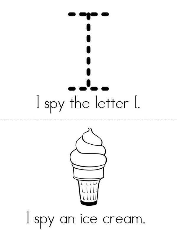 I spy the letter I Mini Book - Sheet 1