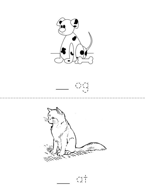 Pets (fill in the missing letter) Mini Book - Sheet 1