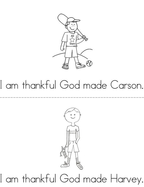 I am Thankful Mini Book - Sheet 1