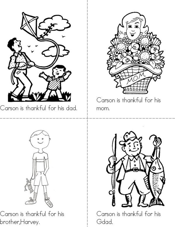 Carson is Thankful for his Family! Mini Book - Sheet 1