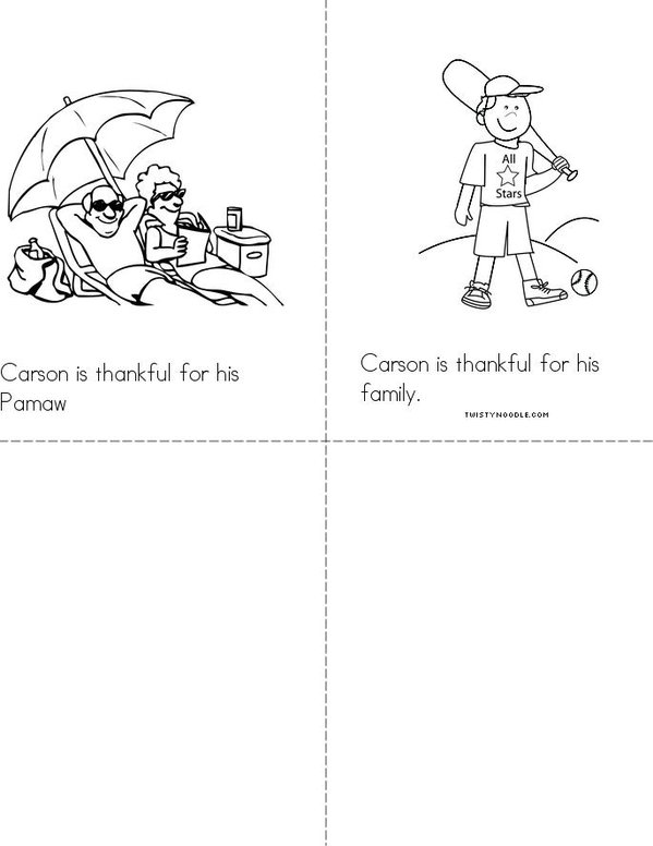 Carson is Thankful for his Family! Mini Book - Sheet 2