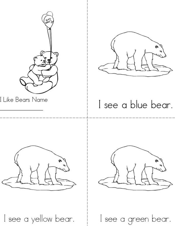 Bears in Pairs Mini Book - Sheet 1