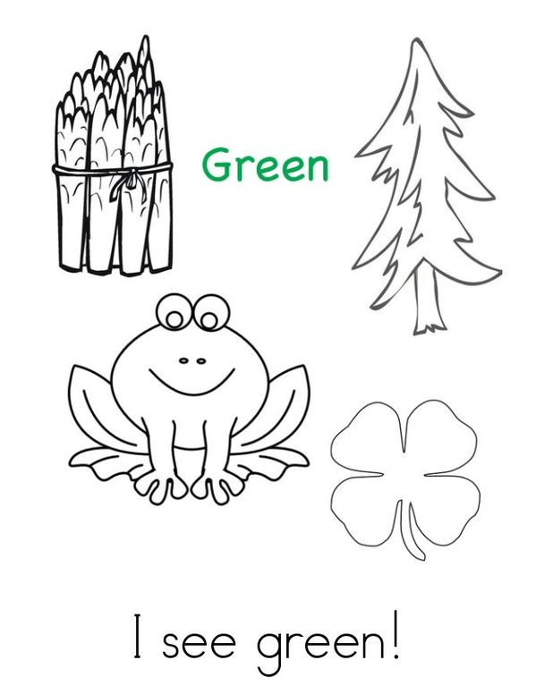 I See Green  Mini Book - Sheet 1