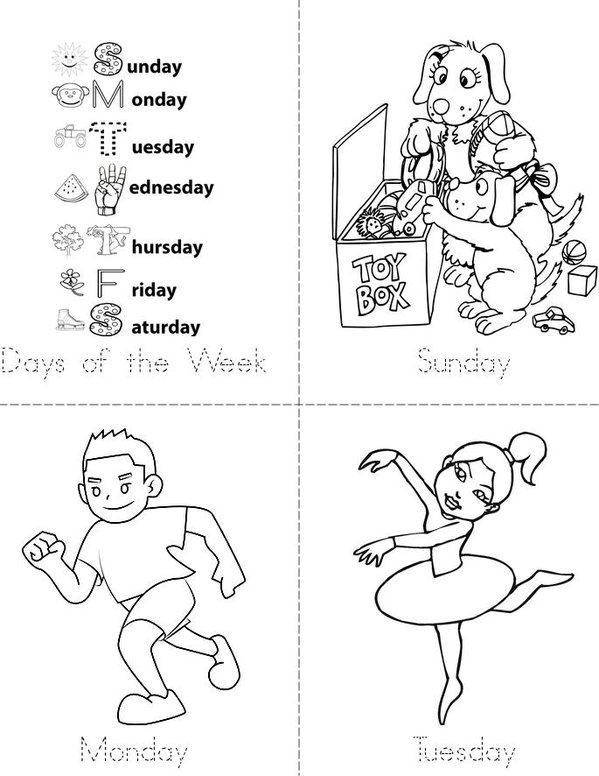 Days of The Week Mini Book - Sheet 1