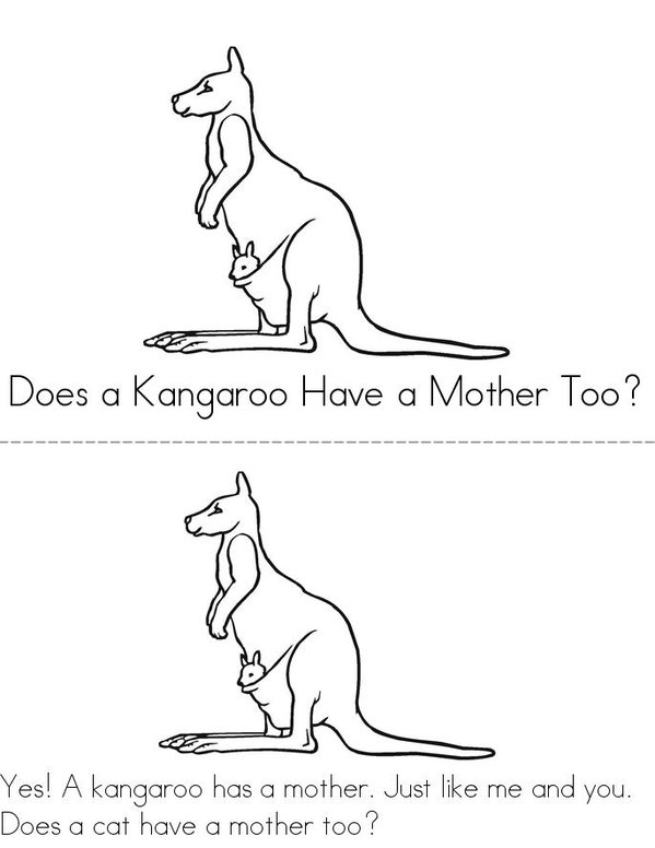 Does A Kangaroo Have A Mother Too? Mini Book - Sheet 1