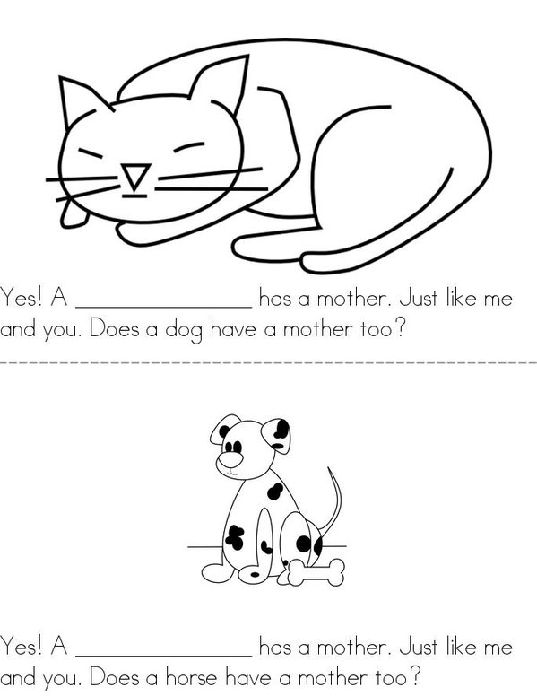 Does A Kangaroo Have A Mother Too? Mini Book - Sheet 2