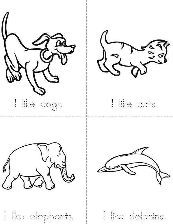I Like Animals Mini Book - Sheet 1