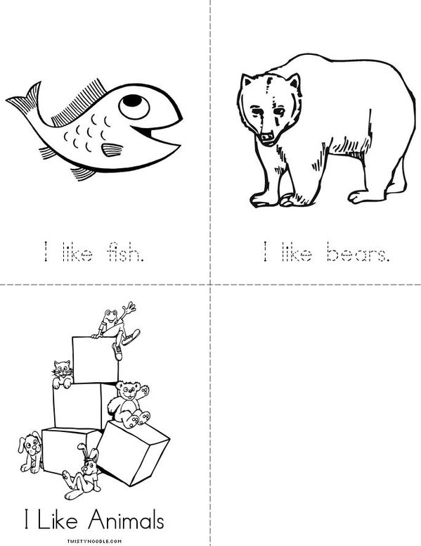 I Like Animals Mini Book - Sheet 2