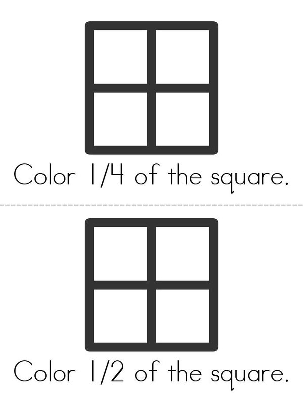 Square - Fractions Mini Book - Sheet 1