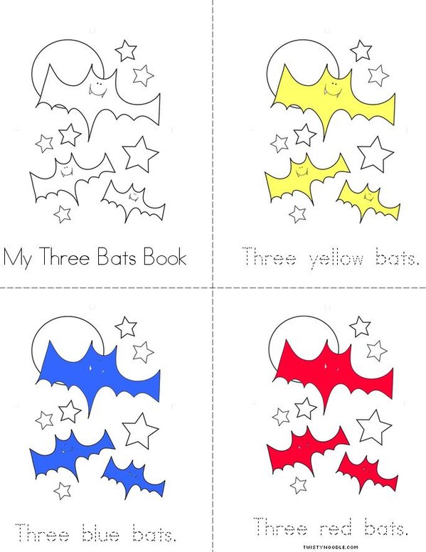 My Three Bats Book Mini Book