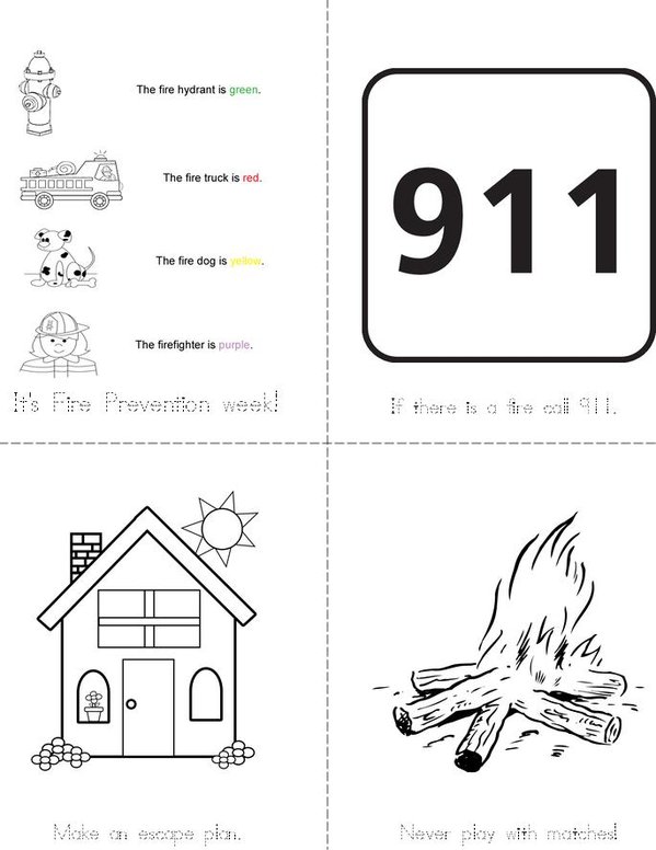 Fire Prevention Week Mini Book - Sheet 1