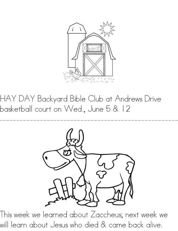 Hay Day Backyard Bible Club Mini Book - Sheet 1