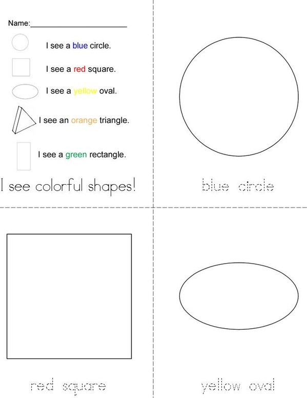 I See Colorful Shapes Mini Book - Sheet 1