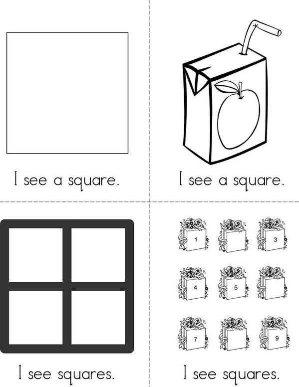 I See Squares! Mini Book - Sheet 1