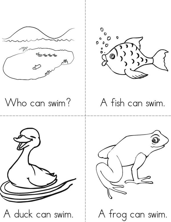 Who can swim? Mini Book - Sheet 1
