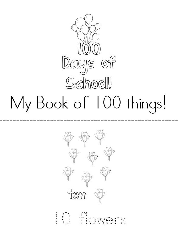 My book of 100 things! Mini Book - Sheet 1