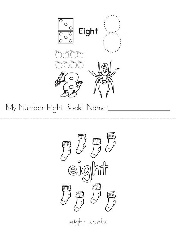 My Number Eight Book Mini Book - Sheet 1