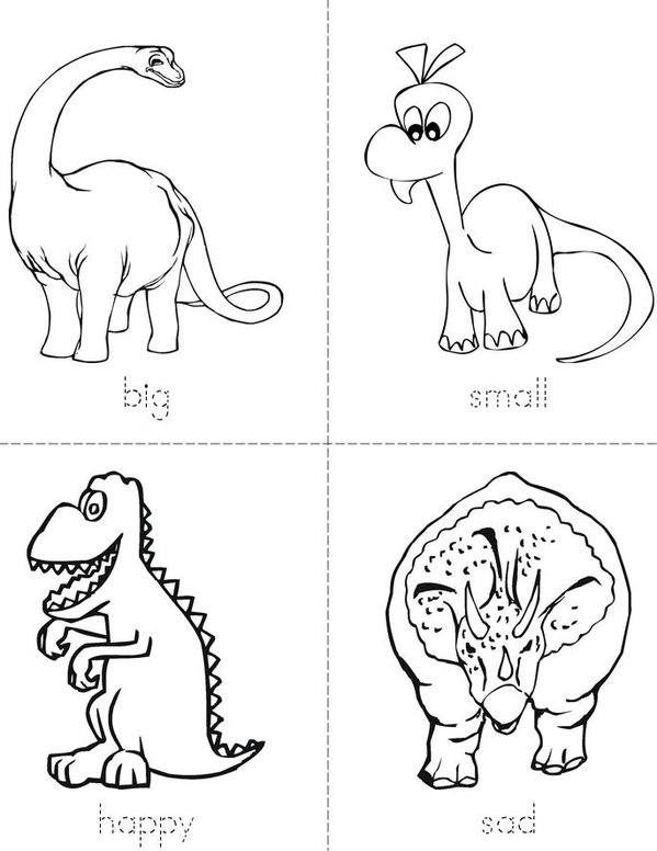 Dinosaur Opposites Mini Book - Sheet 1