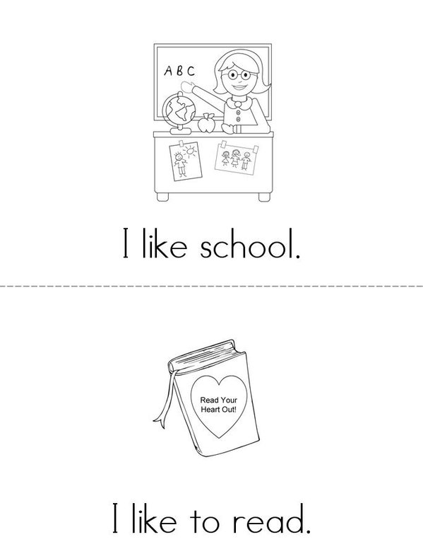 I Like School! Mini Book - Sheet 1