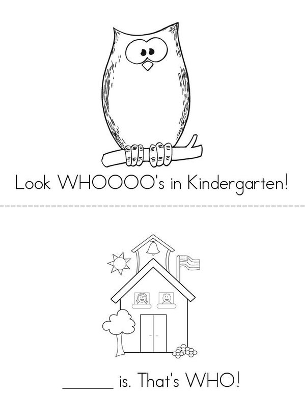 Look Whooo's in Kindergarten Mini Book - Sheet 1