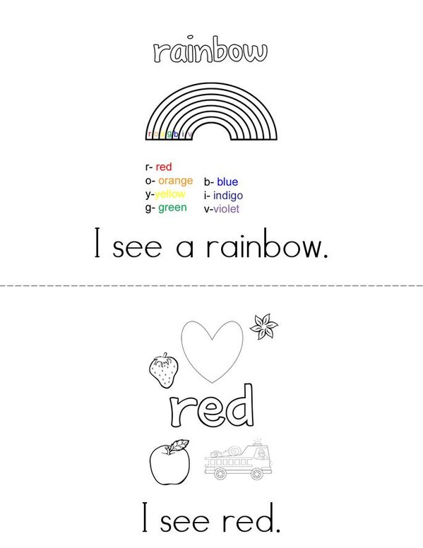 Rainbows Mini Book - Sheet 1