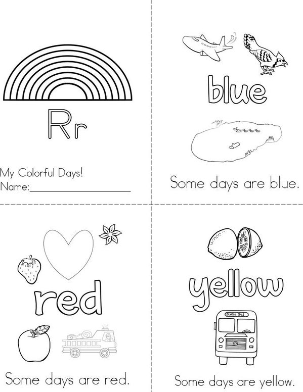 Colorful Days Mini Book - Sheet 1