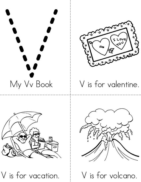 V is for Vacation! Mini Book - Sheet 1