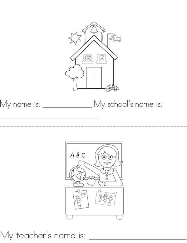 First Day of School Mini Book - Sheet 1