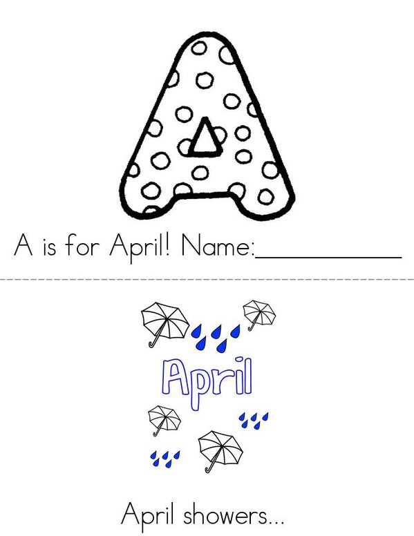 A is for April Mini Book - Sheet 1