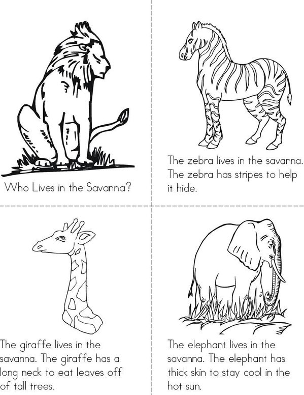 Who Lives in the Savanna? Mini Book - Sheet 1