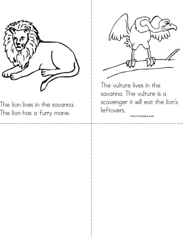 Who Lives in the Savanna? Mini Book - Sheet 2