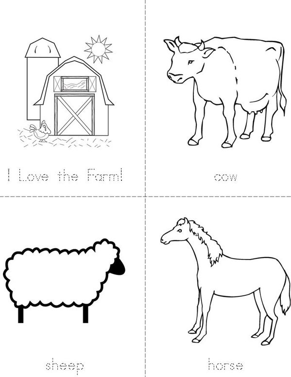 I love the farm! Mini Book - Sheet 1