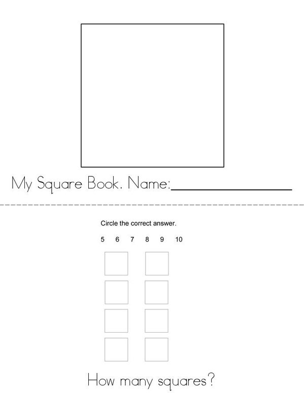 I Love Squares! Mini Book - Sheet 1