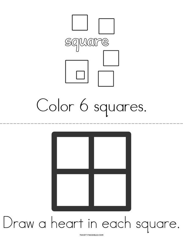 I Love Squares! Mini Book - Sheet 2