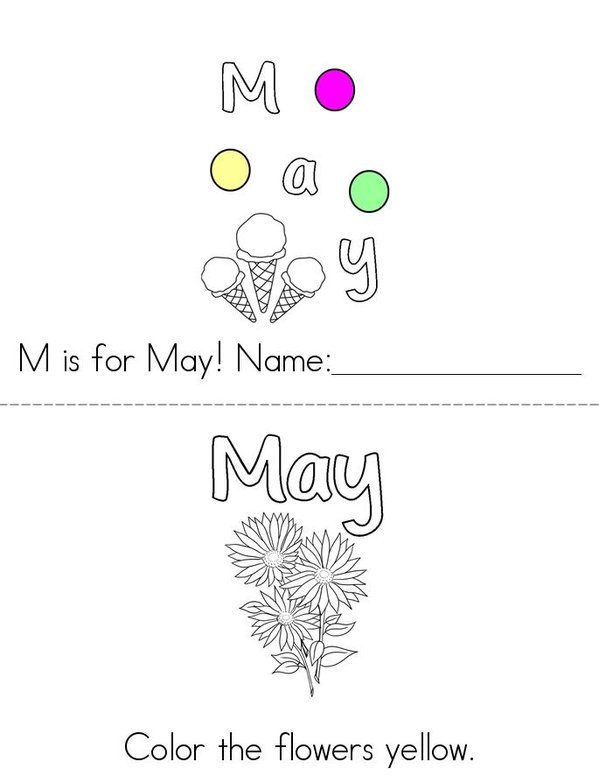 M is for May Mini Book - Sheet 1