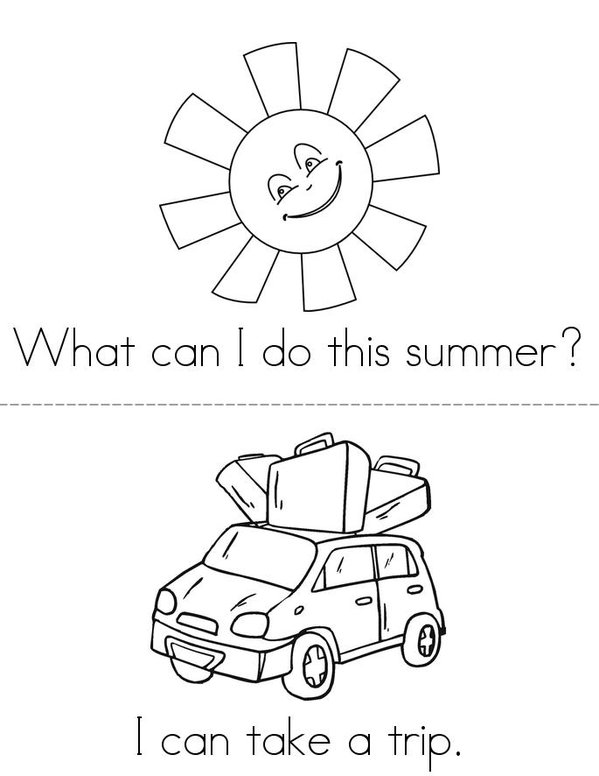 What can I do this summer? Mini Book - Sheet 1