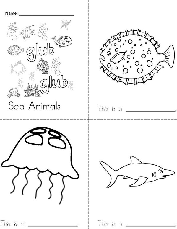 Sea Animals  Mini Book - Sheet 1