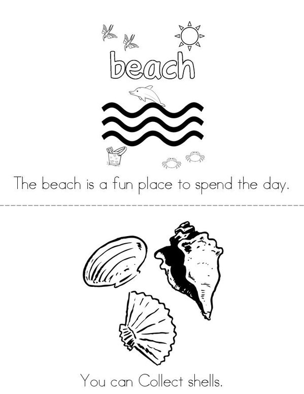 Beach Fun!! Mini Book - Sheet 1