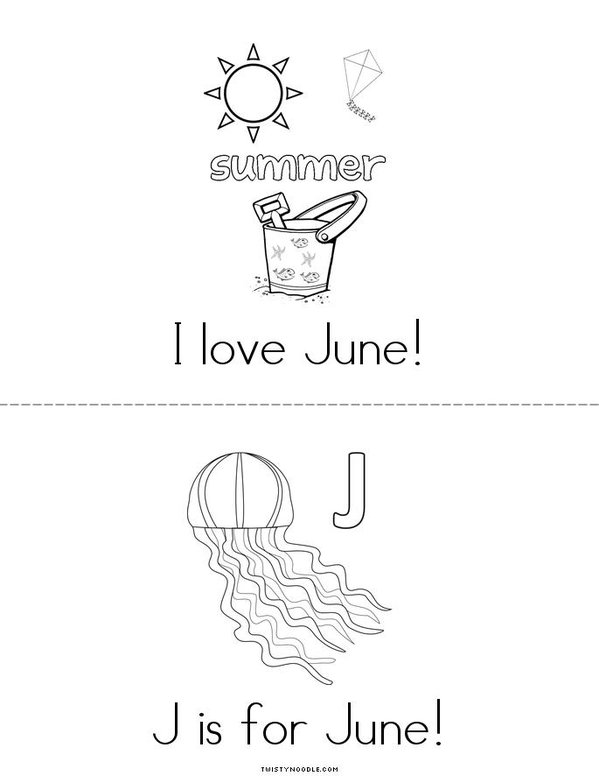 J is for June Mini Book - Sheet 2