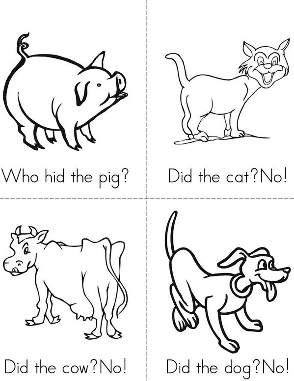 Who Hid the Pig? Mini Book - Sheet 1