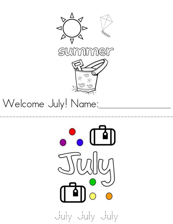 Welcome July! Mini Book - Sheet 1