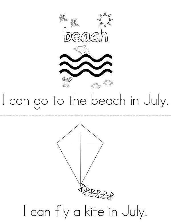 I Love July! Mini Book - Sheet 1