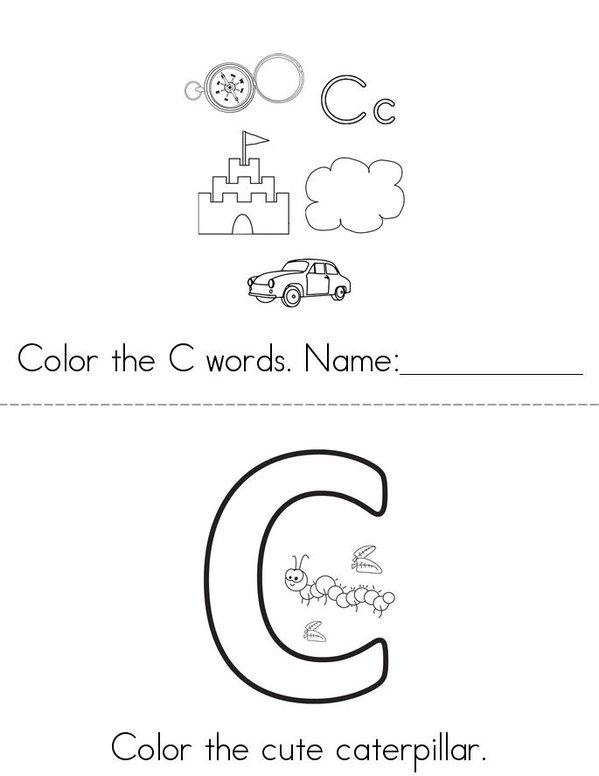 C is Cute! Mini Book - Sheet 1